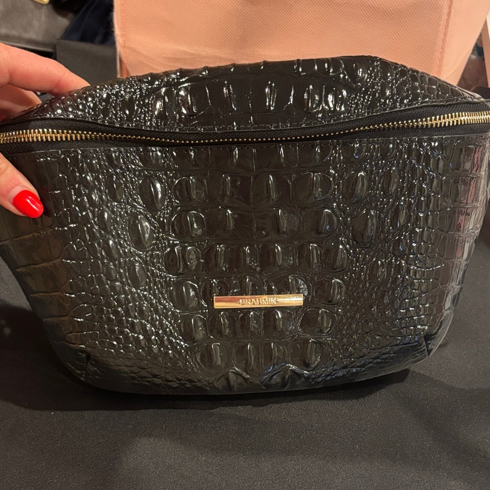 Black Croc-Embossed Cosmetic Pouch - Brahmin